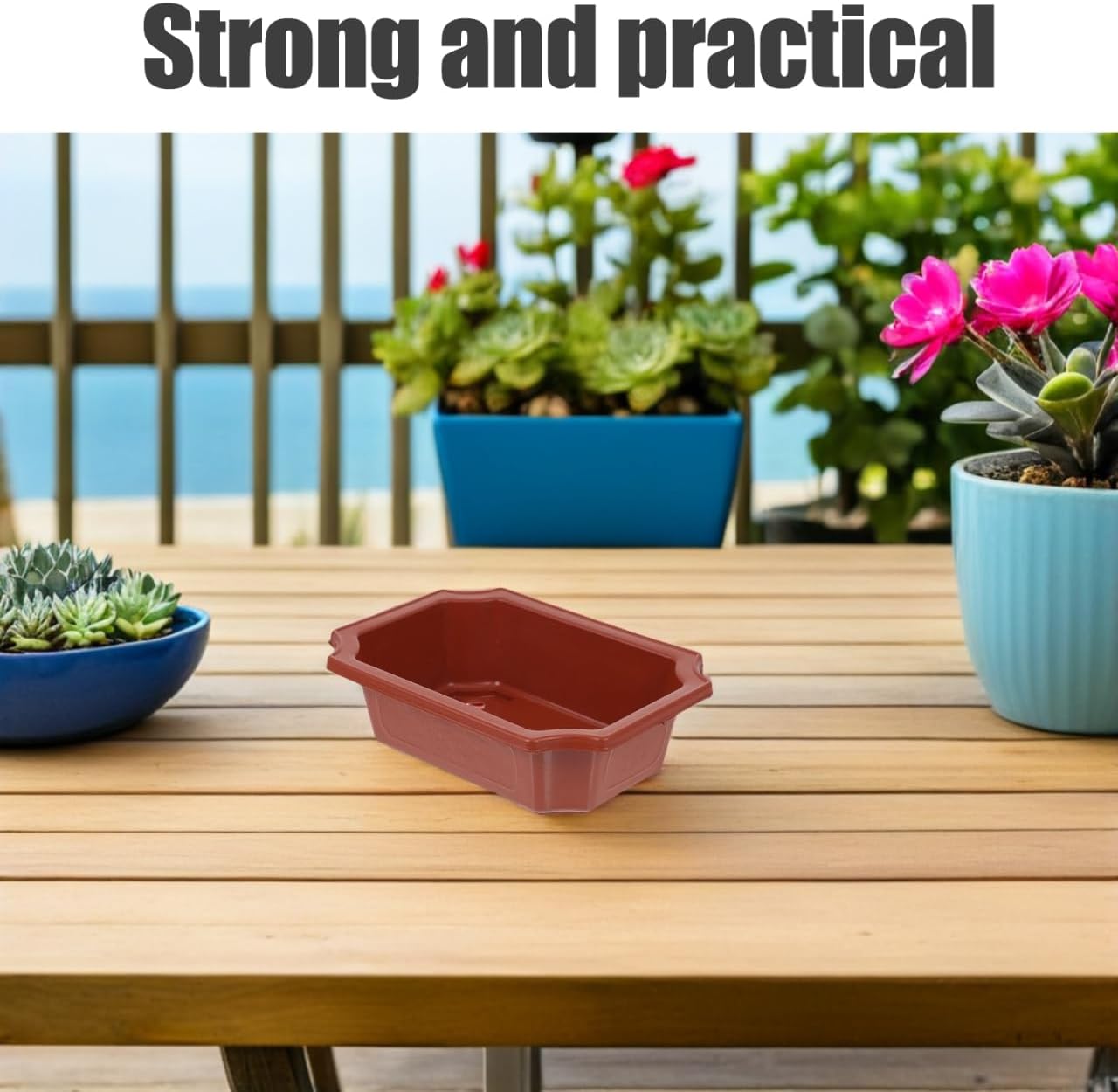DOITOOL Rectangular Planter Bonsai Training Pot 10PCS Plastic Flower Plant Growing Pot Nursery s with Drainage Hole for