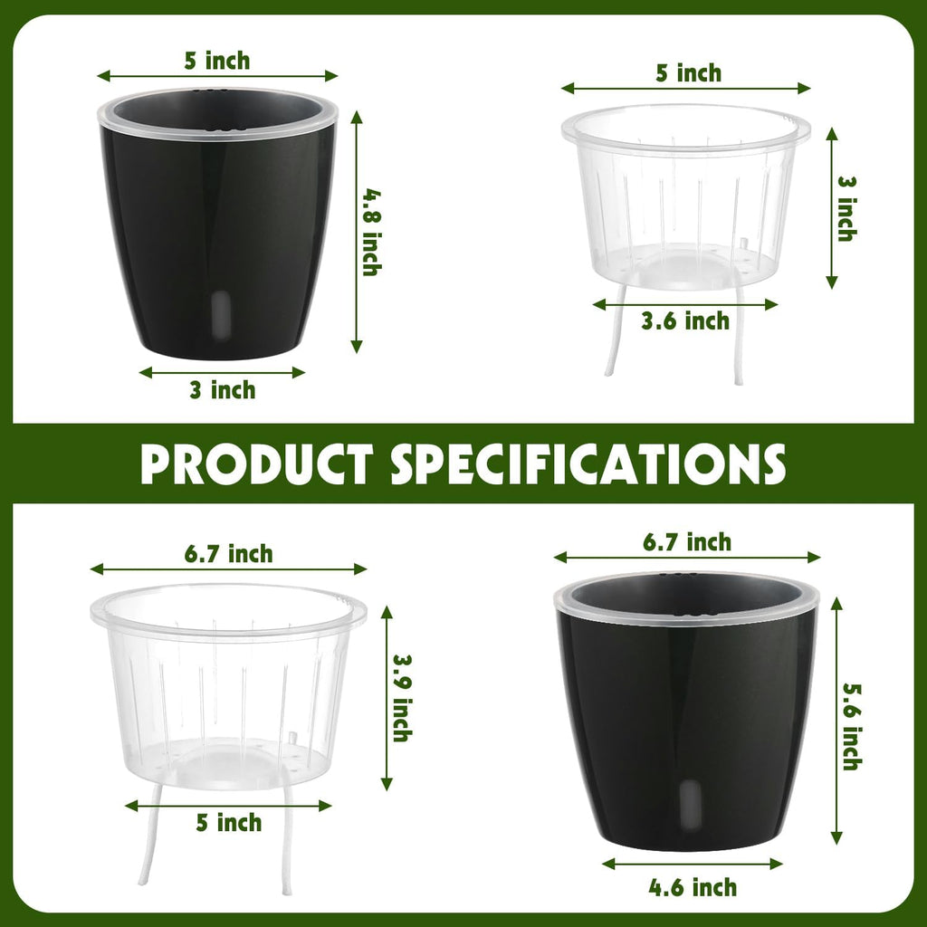 Self Watering Pots for Indoor Plants, 8-Pack 5'' Self Watering Planter with Drainage Holes, Small African Violet Pots