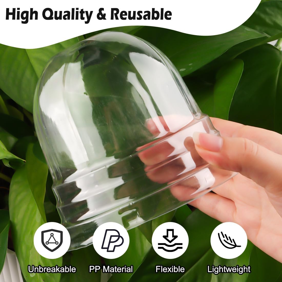 RooTrimmer Humidity Domes for 4 Inch Pots, 100 Pack Transparent Plant Dome Covers with Ventilation, Clear Nursery Pot