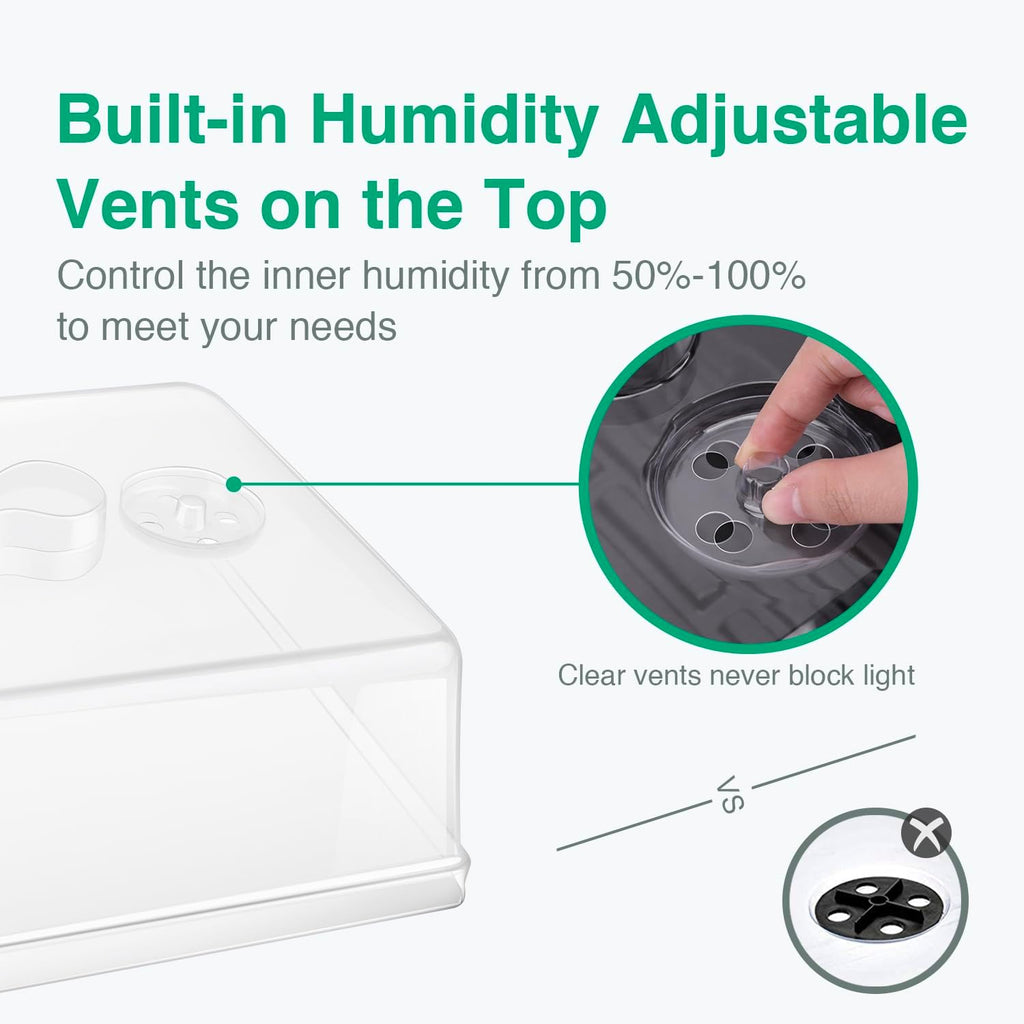 SOLIGT Thick Plastic 5-Set Strong Seed Starter Trays with 5" Humidity Domes | for Seed Starting, Germination, Seedling