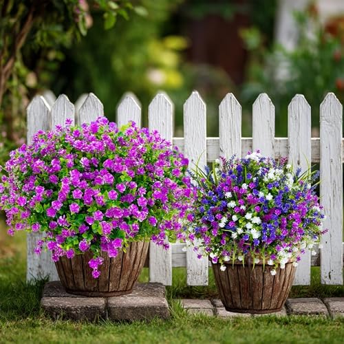 AXYLEX Artificial Flowers for Outdoors, 12 Bundles Fake Plants (Magenta)