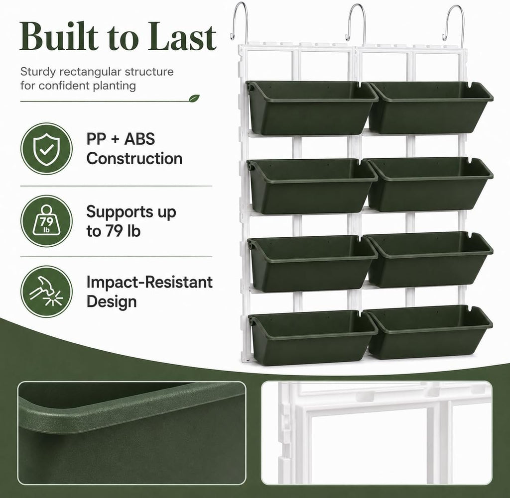 Vertical Garden Wall Planter, 4-Tier Stackable Wall Planter with 8 Pockets | for Indoor Outdoor Vegetables, Flowers