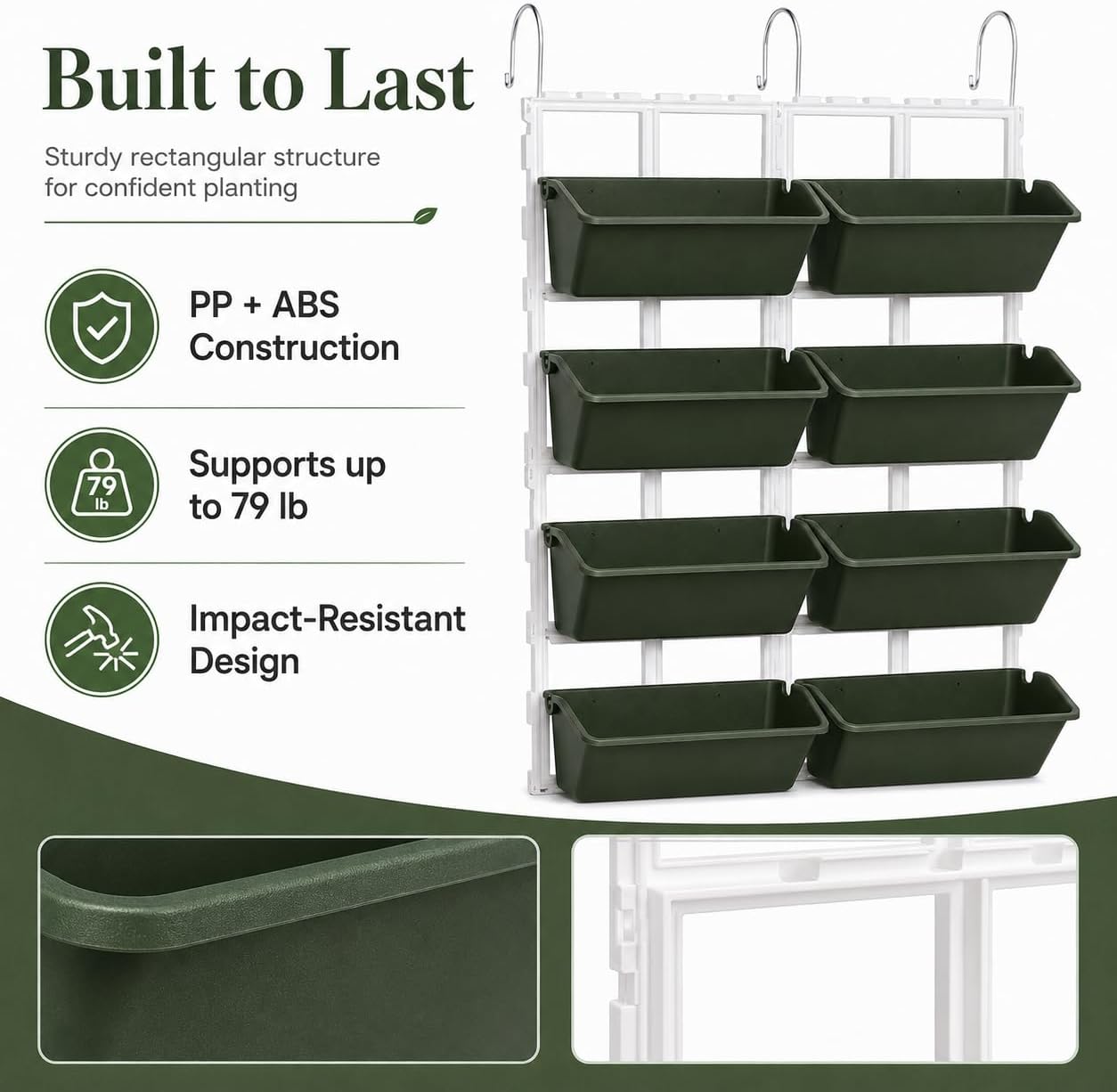 Vertical Garden Wall Planter, 4-Tier Stackable Wall Planter with 8 Pockets | for Indoor Outdoor Vegetables, Flowers