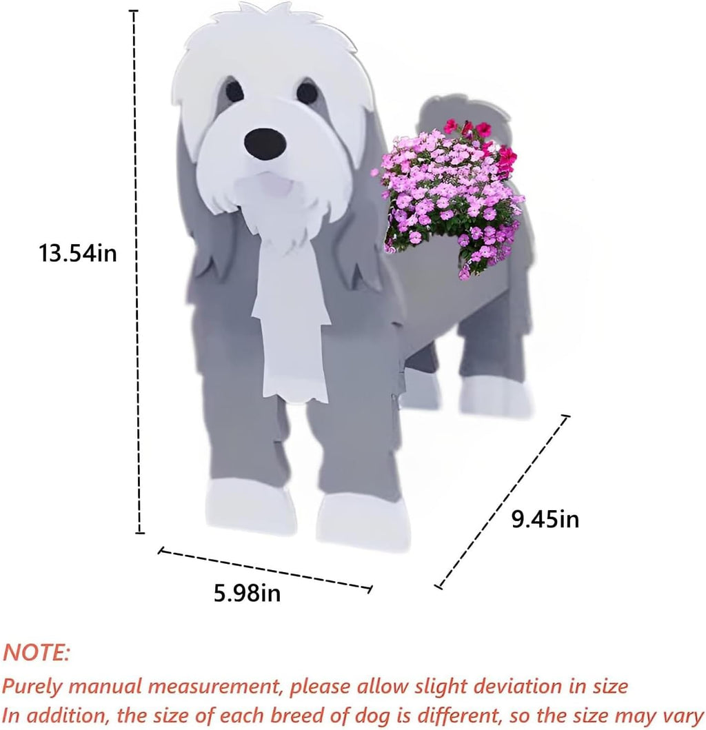Baba Collie Dog Planter Pots, Animal Shaped Flower Pot | Cute Plant Gift for Women and Pet Lovers, Indoor Outdoor