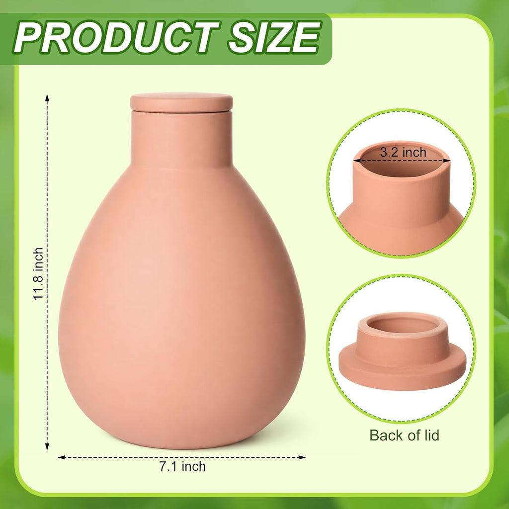1.25 Gallon Large Olla Terracotta Watering Pots with Lid Self Watering Pots Water Dripper Automatic Plant Irrigation
