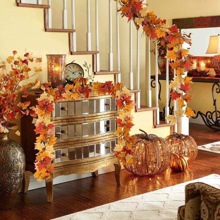 SITUMEIZI 6 Pcs 39Ft Autumn Leaf Garland for Fall Wedding Decor