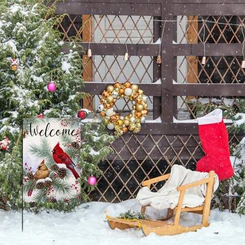 Welcome Christams Garden Flags for Outside 12x18 Inch Double Sided