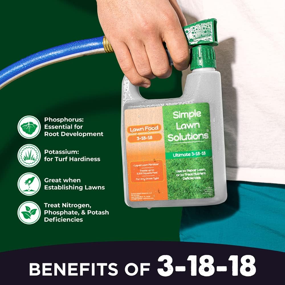 Ultimate 3-18-18 NPK- Lawn Food Quality Liquid Fertilizer- Easy to Use Concentrated Spray- Any Grass Type- Summer &
