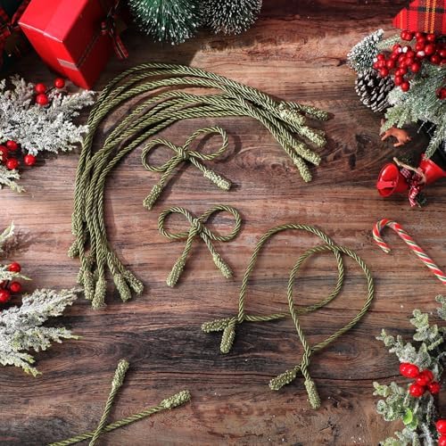 Zhengmy 32 Pcs 20 Inches Christmas Garland Ties Christmas Decorative Twist Ties for Banister Reusable and Flexible Twist for Xmas Home Decorations Holiday Craft Wrapping (Olive Green)