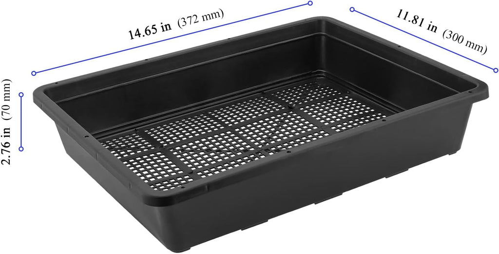 KEILEOHO 12 Pack Plastic Mesh Trays, Black Seed Sprouting Trays, Mesh Bottom Microgreens Growing Tray, Nursery Tray for