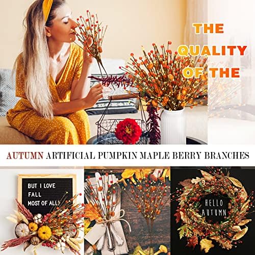 Fall Artificial Berry Stems, 10 Pack Thanksgiving Filler for Centerpieces