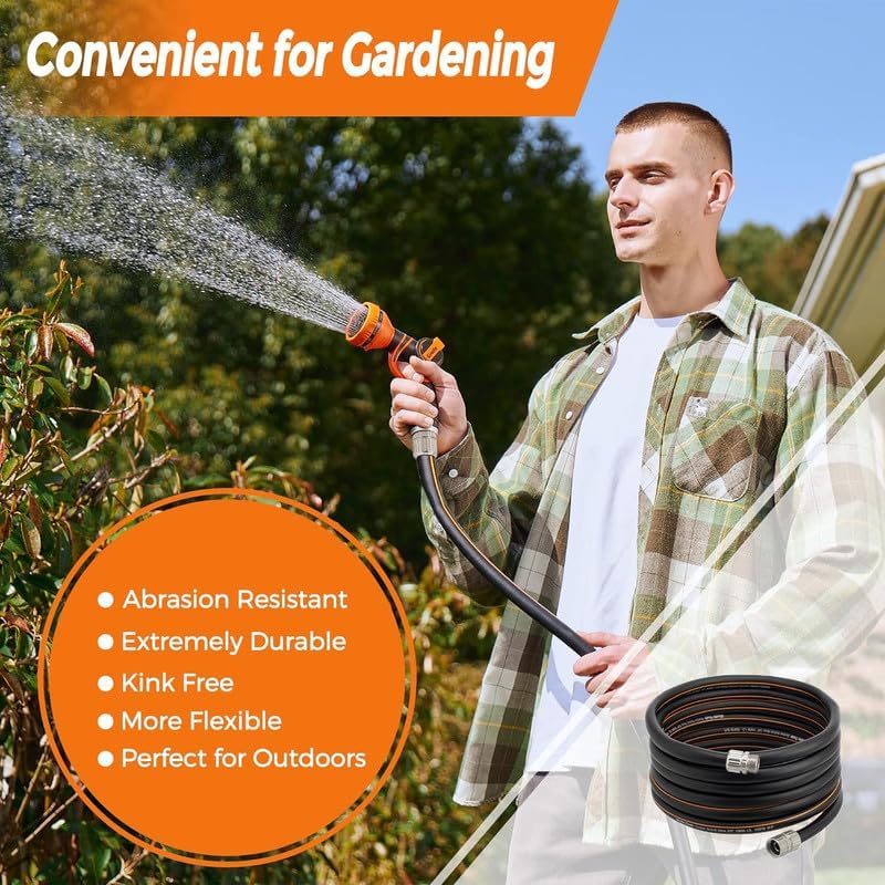 Giraffe Tools Garden Hose 5/8", 30ft Lightweight Hybrid Hose | Custom Length, Heavy Duty, No Kink, Flexible, Rubber