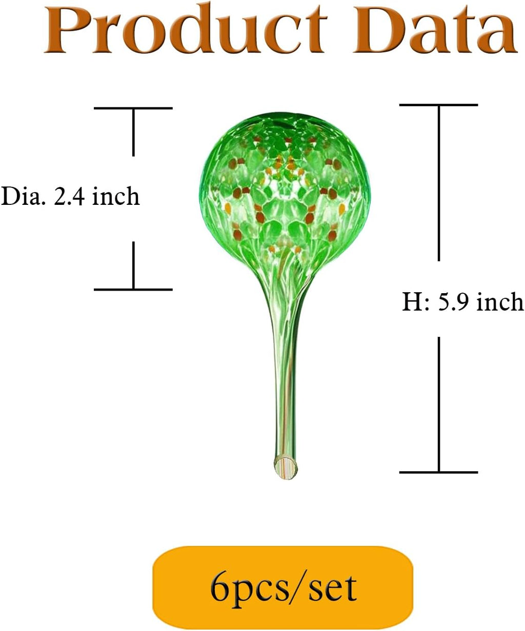 Plant Watering Globes - 6 Pack Colorful Glass Self Watering Bulbs for Plants, Automatic Plant Watering Devices for