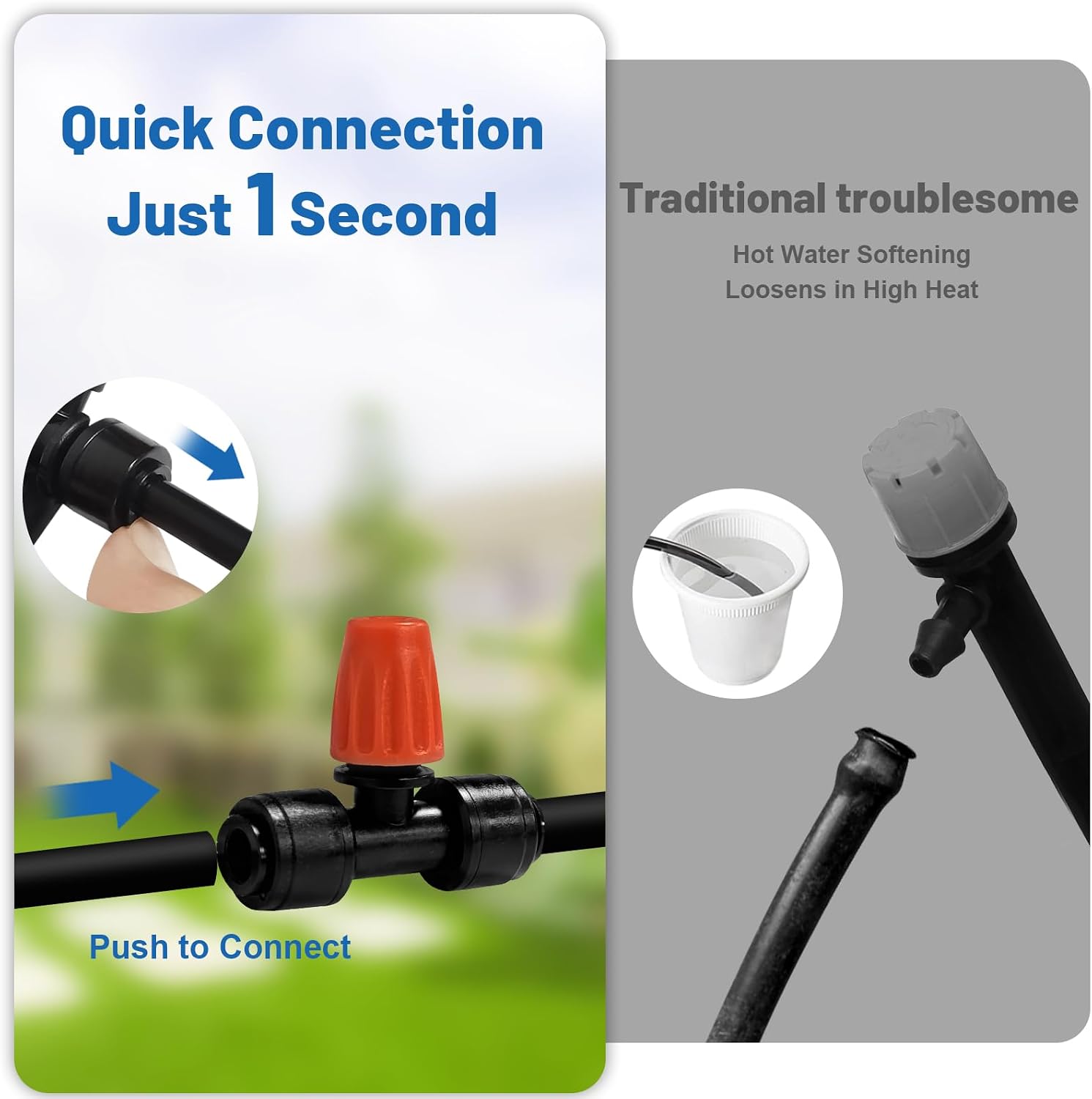 Misting Drip Irrigation System for Garden Watering,Raised Bed 60FT | Quick-Connect Micro Mist Kit for