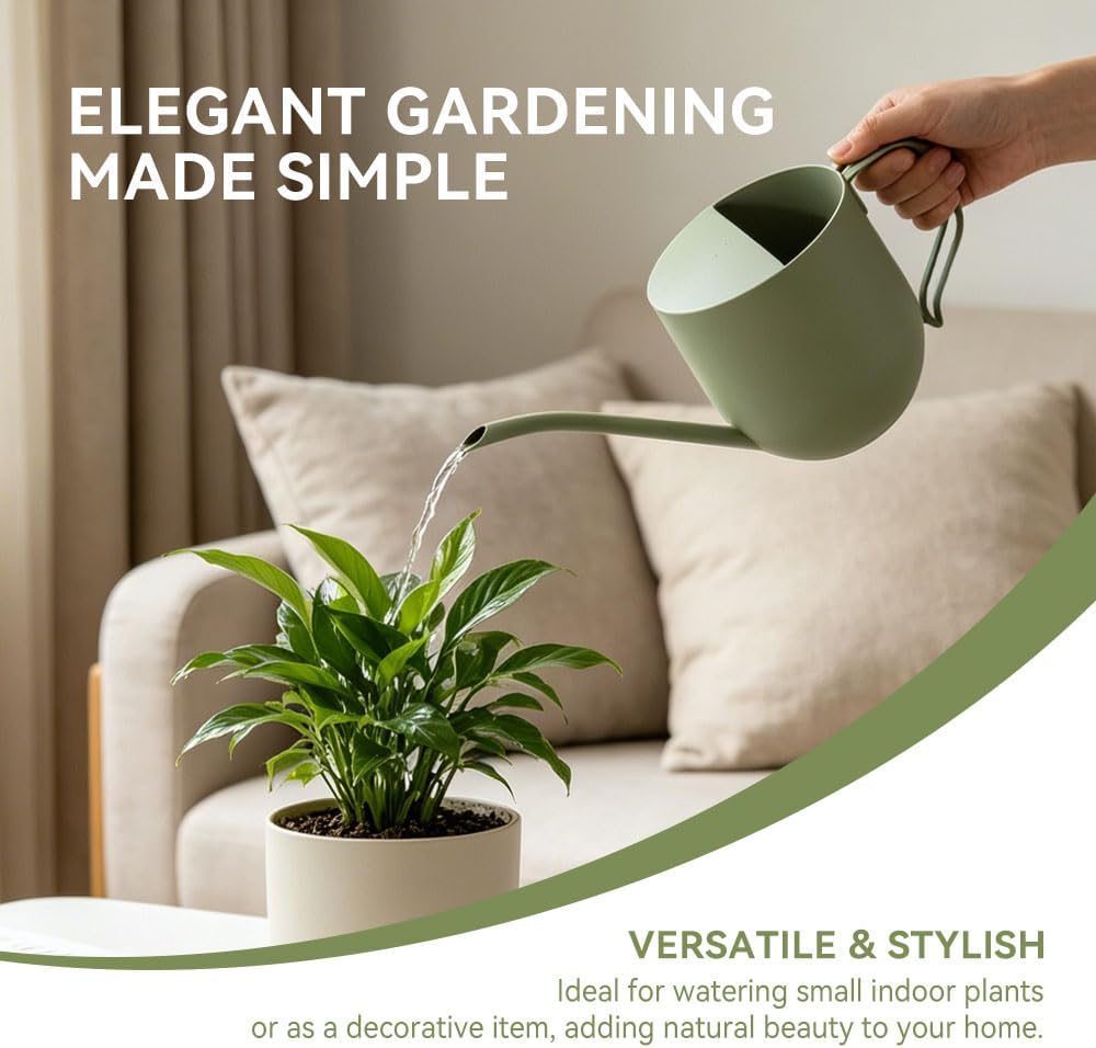 Gray Watering Can 50oz Stainless Steel for Indoor Plants | Comfortable ergonomic handle with leak-resistant design