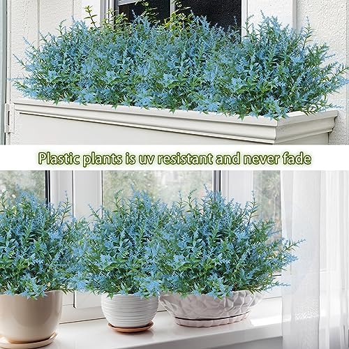 RECUTMS Spring Decoration,Artificial Blue Greenery,Outdoor Fake Flower 36Pc