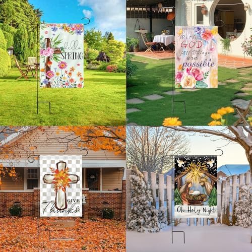 Christian Seasonal Garden Flags Set of 12, Double Sided 28 x 40 Inch Flags