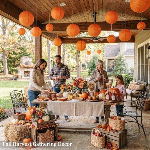 Orange Paper Lanterns, 12Pcs 6-10 Inch Round Hanging Party Decorations