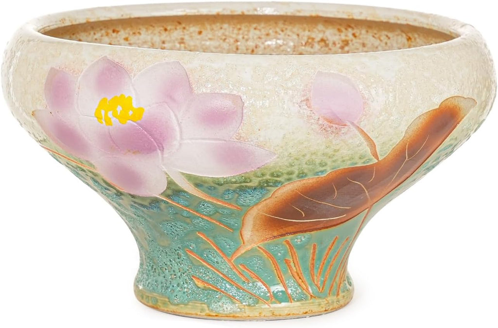 Sungmor 9.6 Inch Large Succulent Plant Pots, Pretty Hand Painted Ceramic Planter with Drainage, Indoor Outdoor Cactus