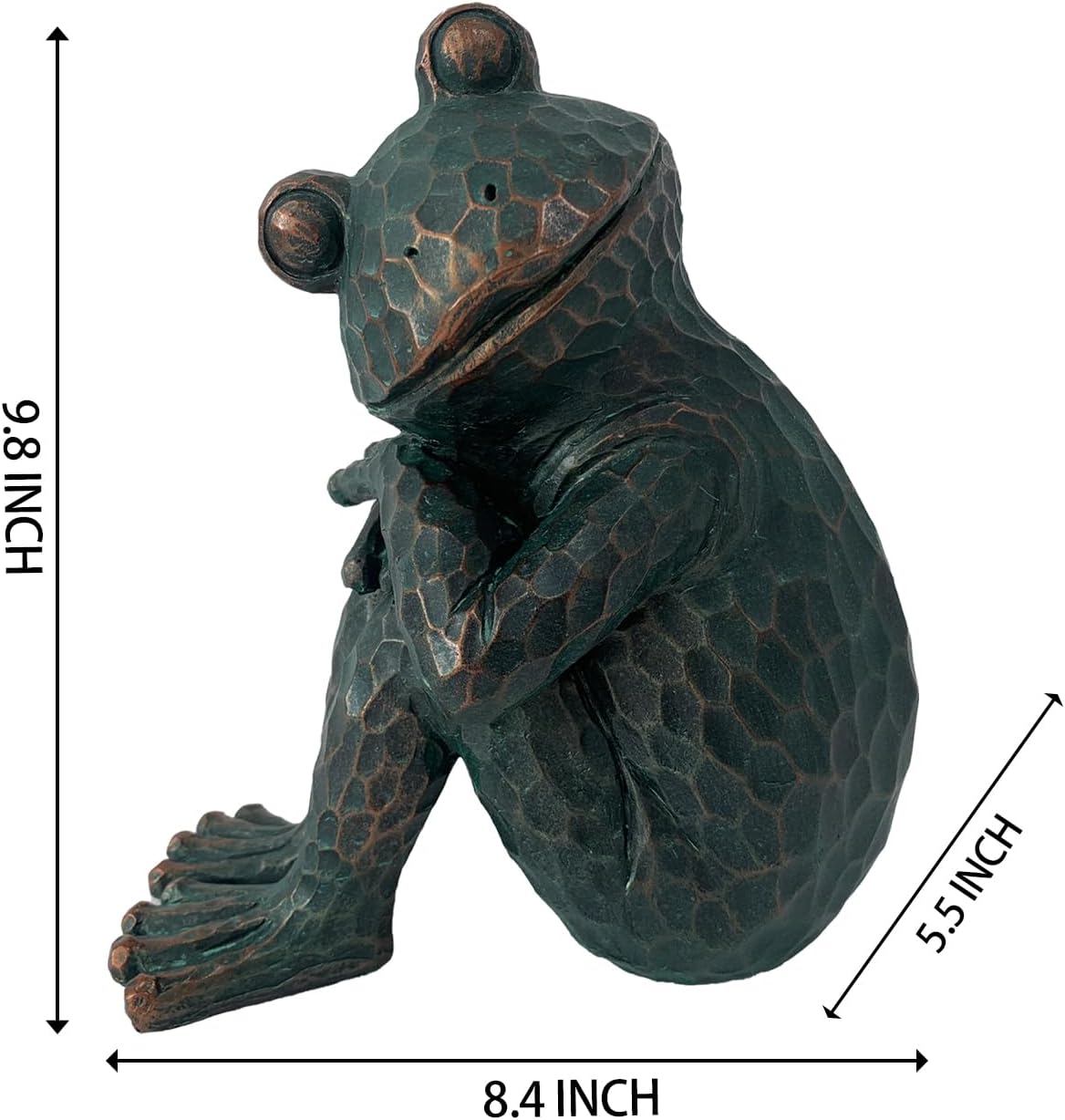 Vintage Verdigris Meditating Frog Garden Statue, 9.8" H | Hand-painted verdigris finish Weather-resistant resin craft
