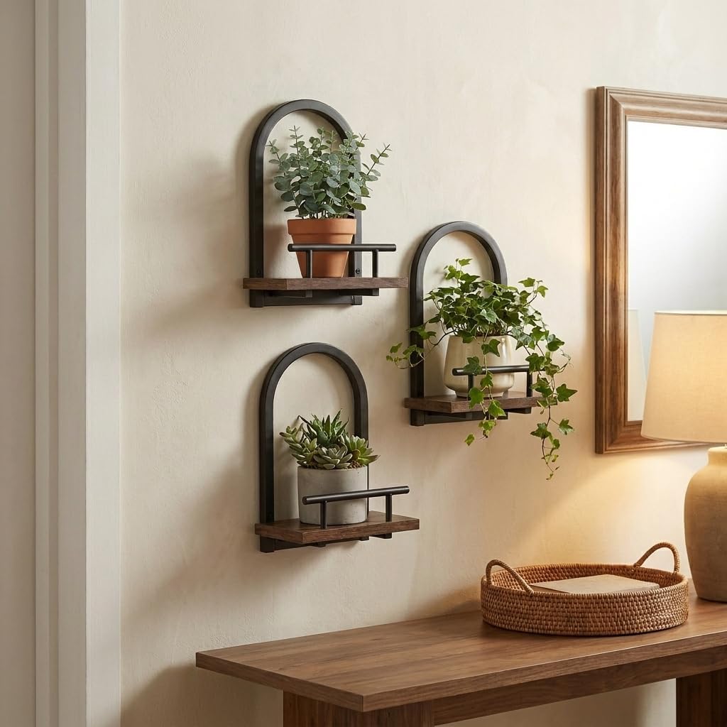 Amaoot Floating Shelves Set for 2, Wall Plant Holder Shelf, Wall Planters | Wall Planters for Indoor Plants, Hanging