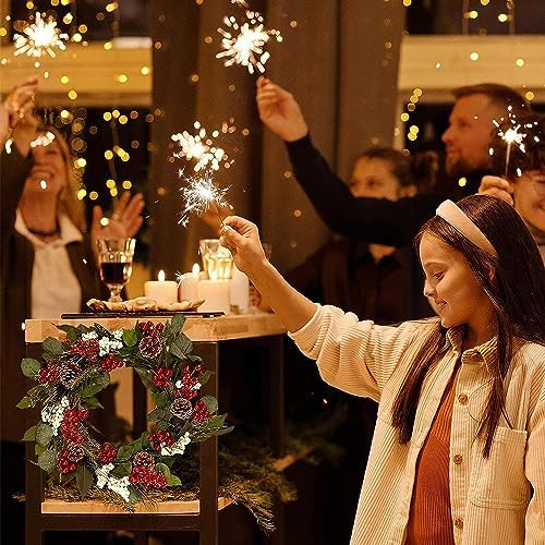 GREENTIME 8 Pack Artificial Red Berry Stems for Christmas Tree Decorations