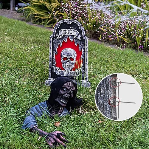 12 Pcs Halloween Tombstone Stakes, 7" x 3" Tombstone Metal Stakes
