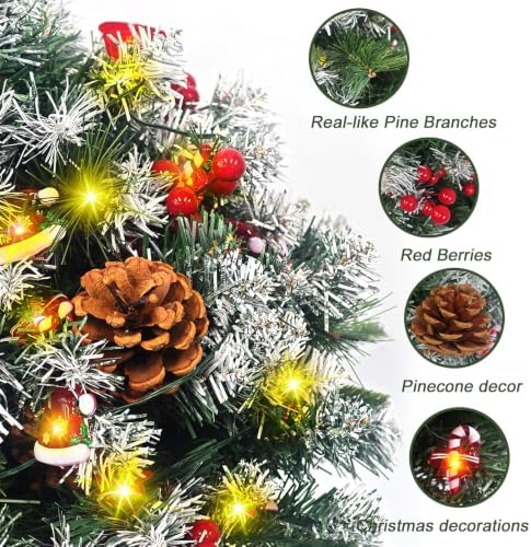2 Pack 21.6 Inch Pre-Lit Christmas Urn Fillers for Outdoor