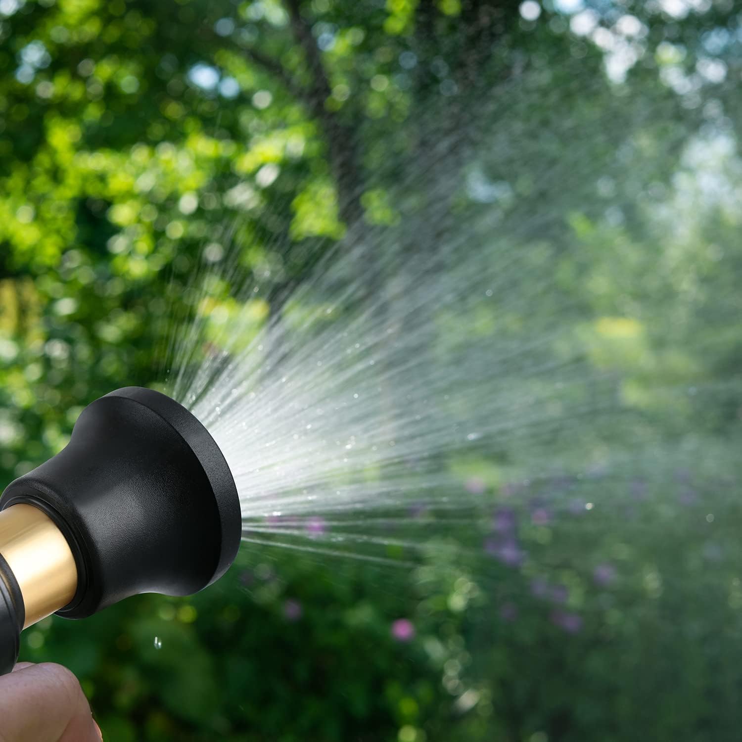 Hose Nozzle, Lichamp Heavy Duty Brass Fireman Style High Power Leak Proof Adjustable Garden Water Sprayer, Suitable for