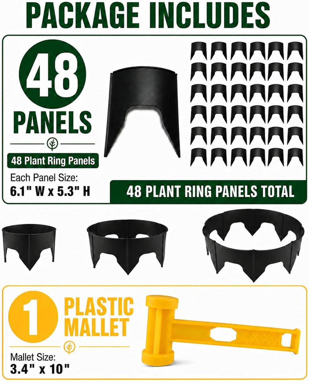 24 Pcs Adjustable Planting Grow Rings, Interlocking Garden Plant Rings, Spliceable Plant Circle Rings for Deep