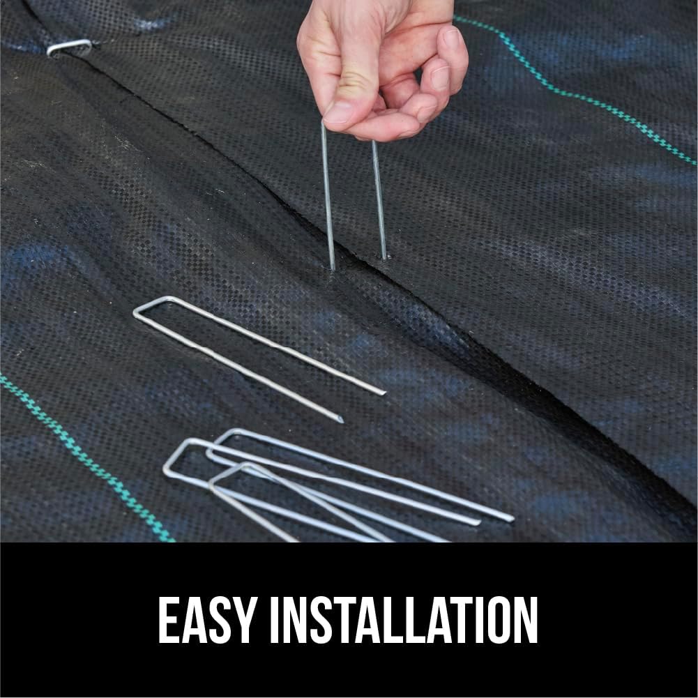 GORILLA GRIP Premium Landscape Staples 200 Pack 6 Inch, Heavy Duty 11 Gauge Galvanized Steel Garden Stakes, Sharp Rust