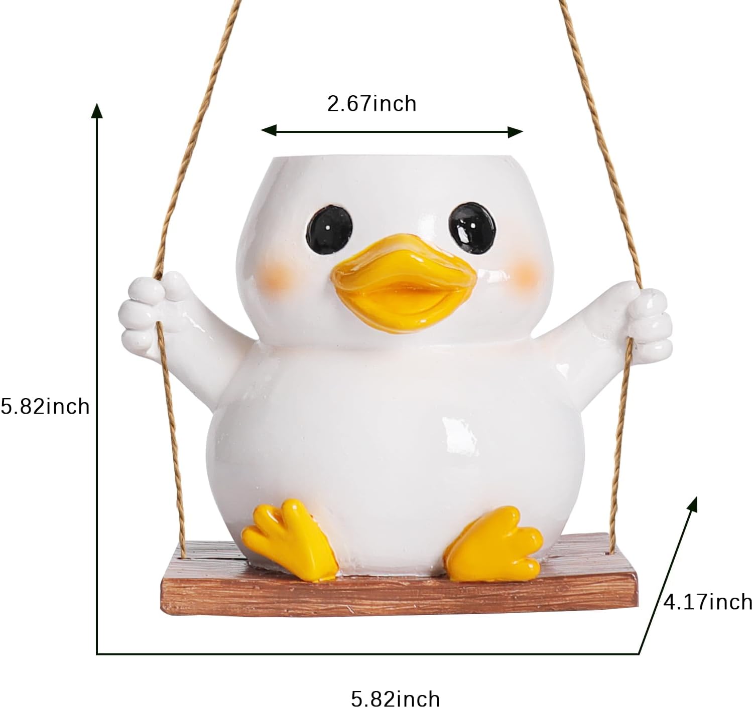 Cute Swing Duck Hanging Planters for Indoor Plants Small Succulent Pots with Drainage Hole Unique Resin Outdoor Plant