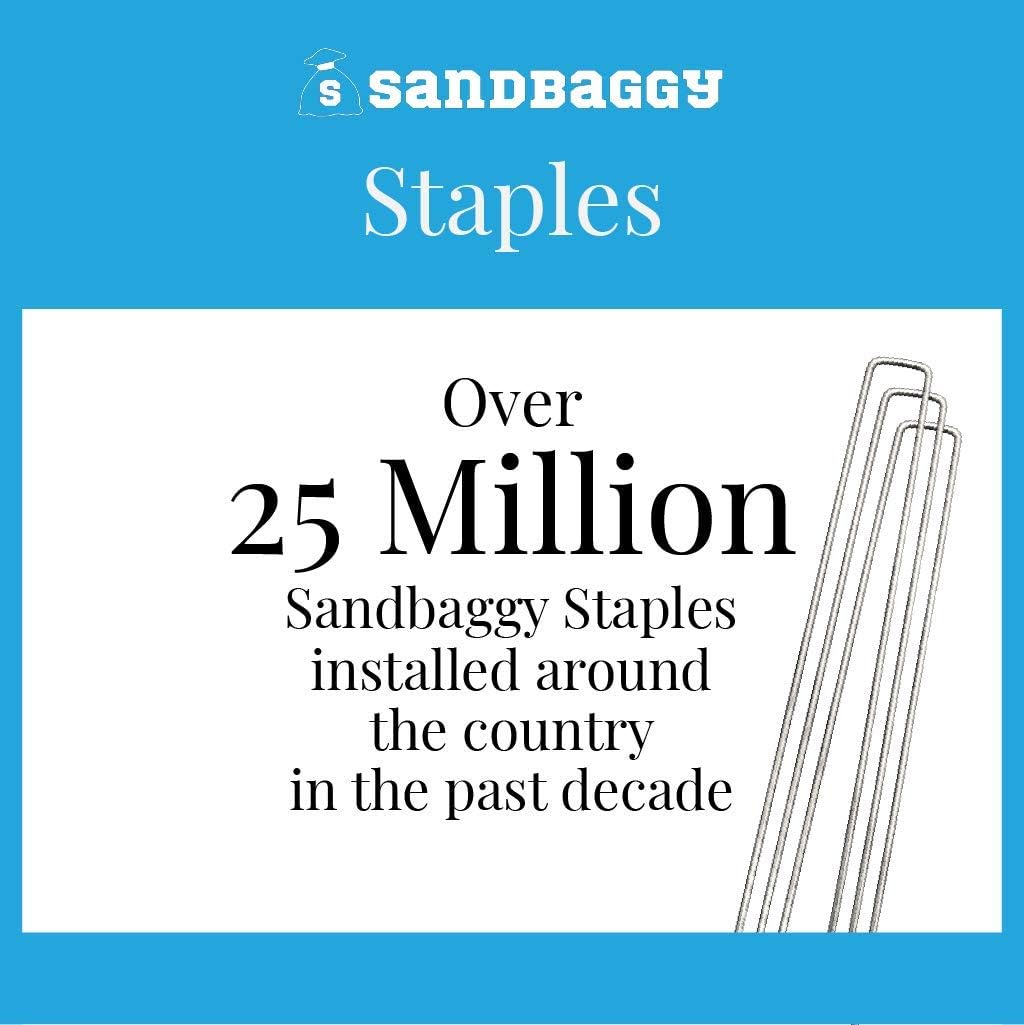 Sandbaggy 12 Inch Rust-Free Landscape Staples ~ Extra Long SOD Garden Stakes Weed Barrier Pins (100 Staples)