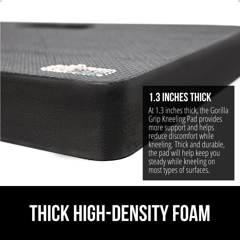 GORILLA GRIP® Extra Thick Supportive Foam Kneeling Pad, 2PK, Large Cushion Heavy Duty Knee Pads for Gardening, Baby