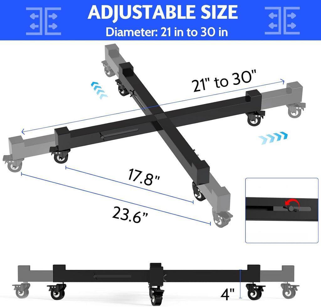 Plant Caddy With Wheels, 21" to 30" Heavy Duty Rolling Plant Dolly, Metal Plant Stand With 4 Lockable Caster Wheels