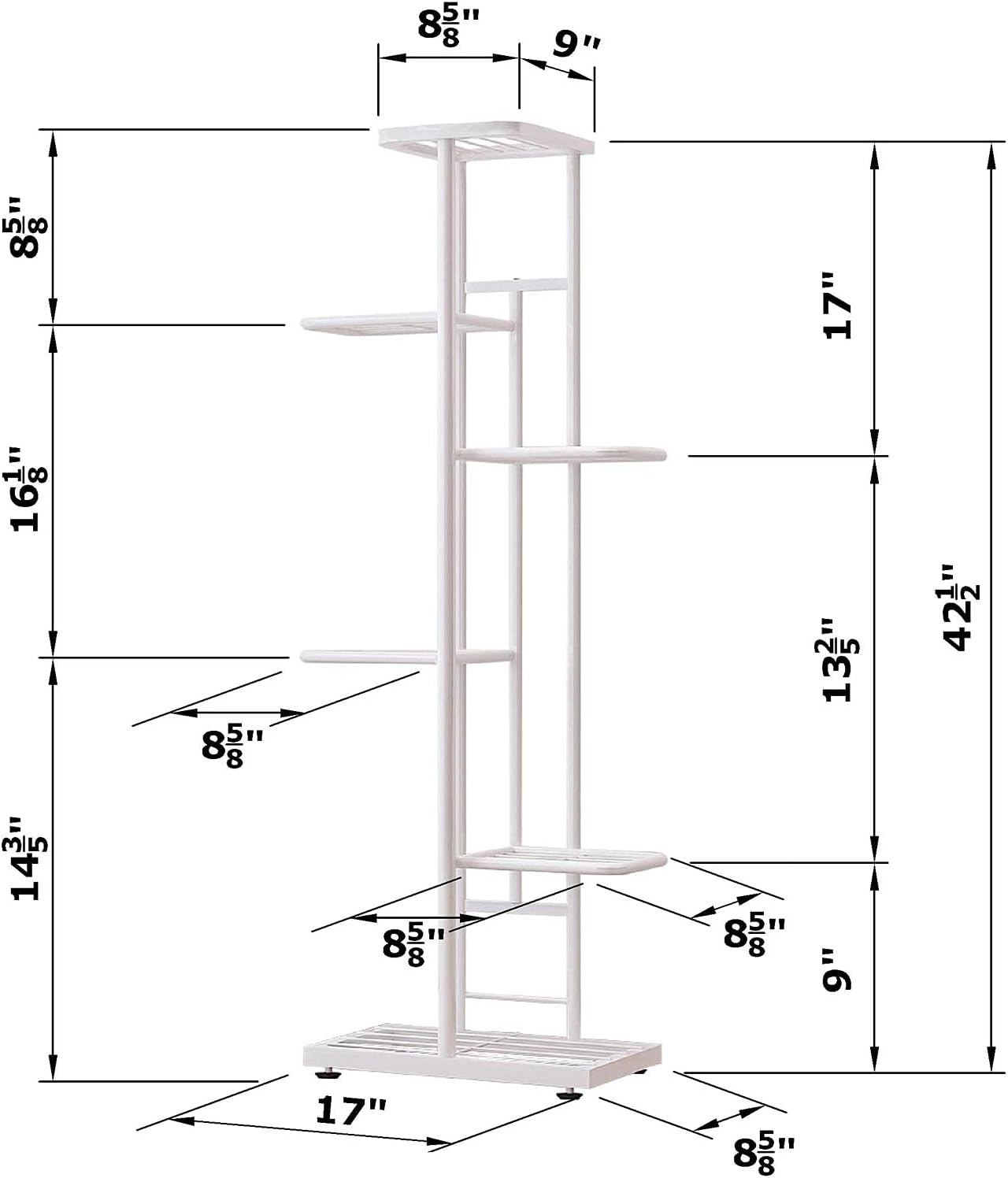 6 Tier White Metal Plant Stand Indoor Outdoor Flower Pot Display Planter Shelf