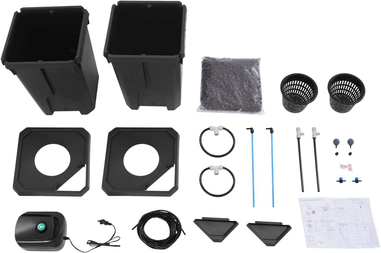 Hydroponic Growing Bucket Kit, Recirculating Hydroponics Growing System Drip Garden System with 2 Hydroponics Growing