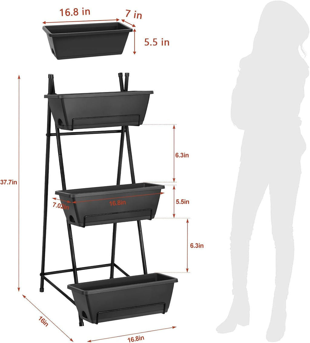 3 Tier Vertical Garden Planter Small Raised Garden Bed Freestanding Plastic Raised Planter Boxes Herb Planter Stand