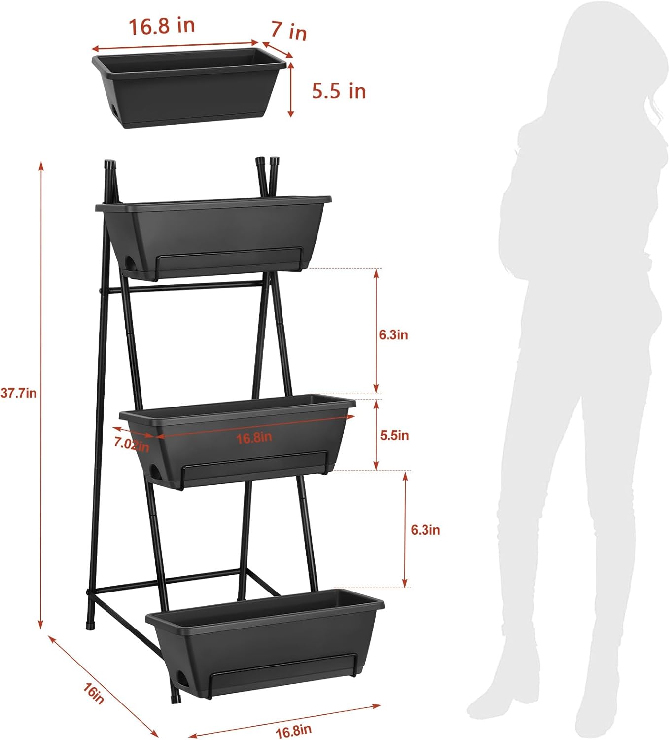3 Tier Vertical Garden Planter Small Raised Garden Bed Freestanding Plastic Raised Planter Boxes Herb Planter Stand