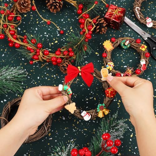 Ruisita 16 Pieces 4 Inch Grapevine Wreaths Vine Branch Wreath Christmas Rattan Wreath Garland Decoration for Christmas Holiday Craft or Wedding Supplies