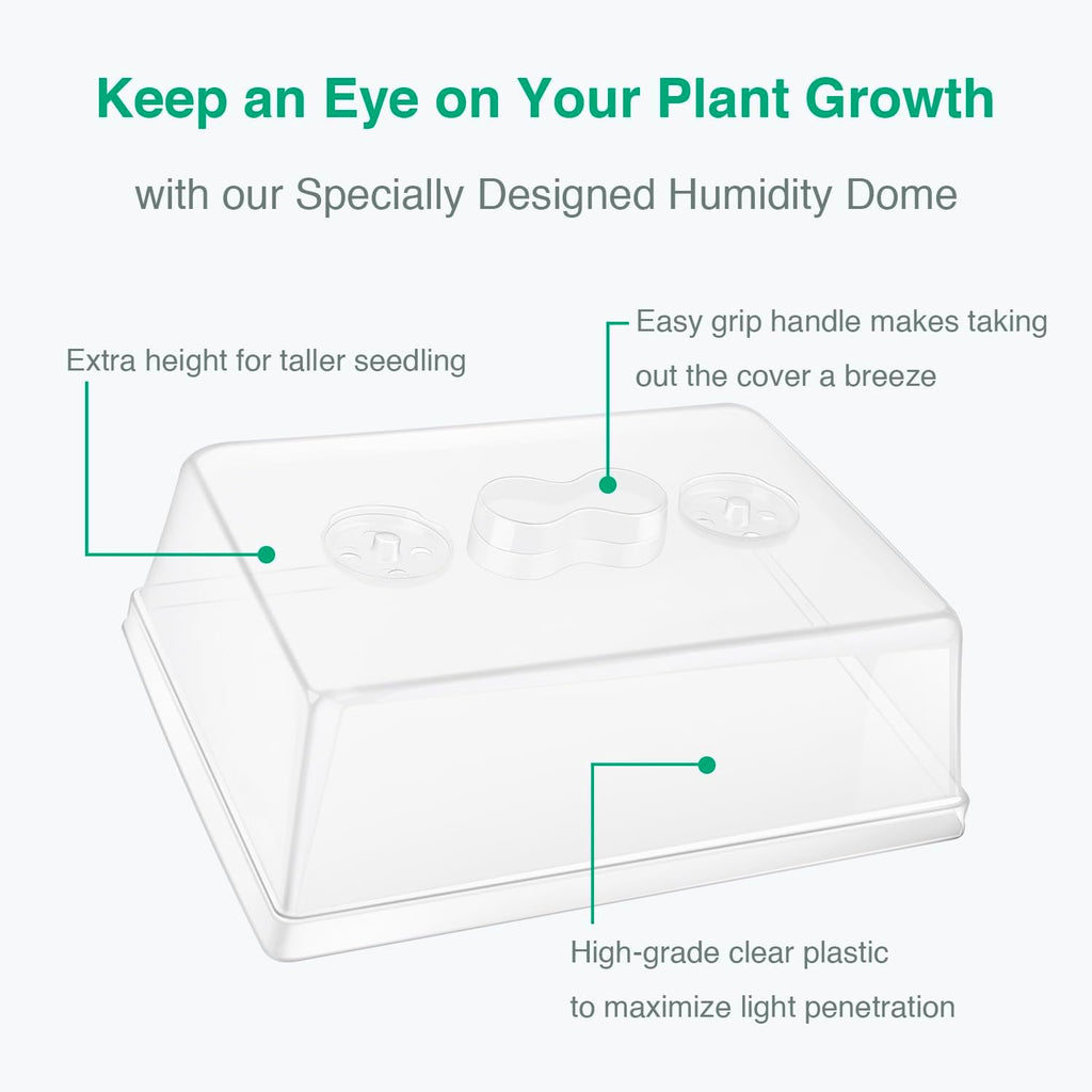 SOLIGT Thick Plastic 5-Set Strong Seed Starter Trays with 5" Humidity Domes | for Seed Starting, Germination, Seedling