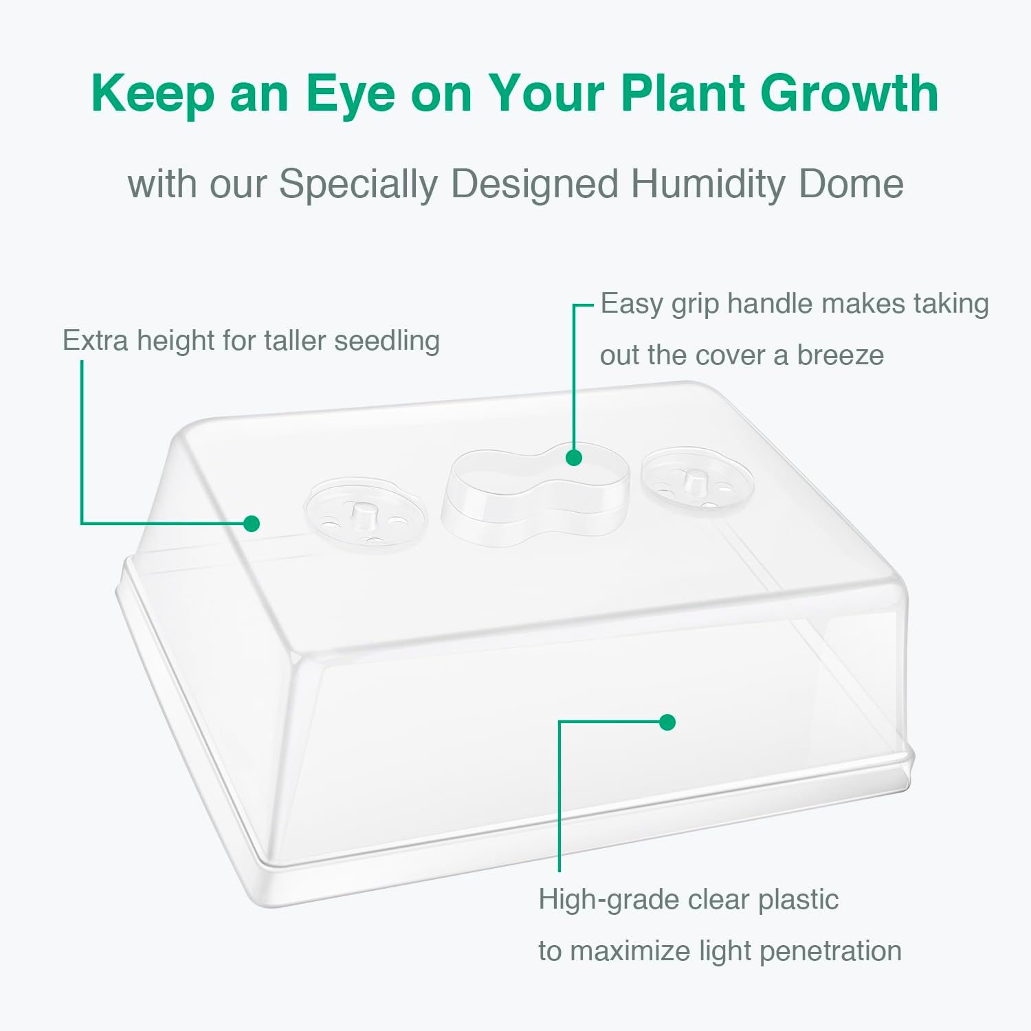 SOLIGT Thick Plastic 5-Set Strong Seed Starter Trays with 5" Humidity Domes | for Seed Starting, Germination, Seedling