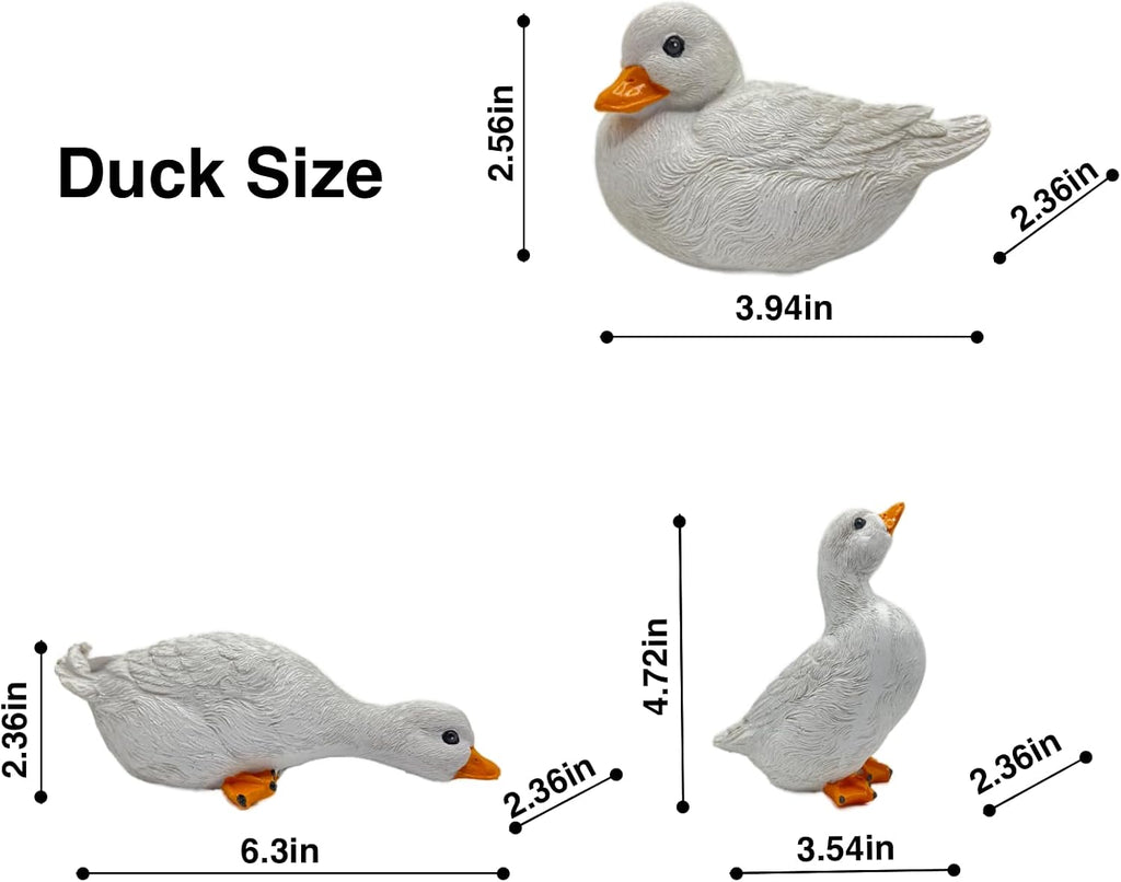 3PCS Duck Statues Resin Ducks Outdoor Garden Yard Porch Duck Pond Decor | Duck Goose Sculpture Ornaments, Suitable for