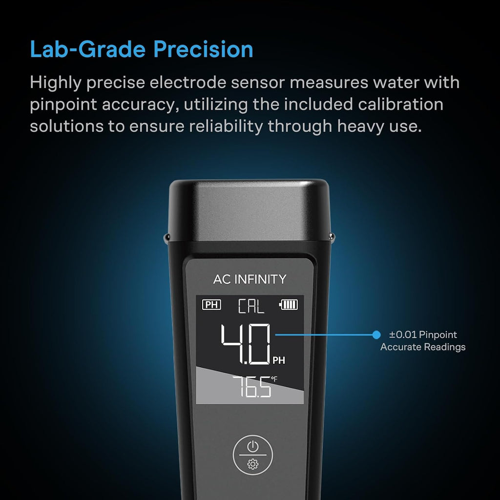 AC Infinity Hydroponic Meter PRO Kit, High Precision Digital pH Pen with ±0.01 pH Accuracy and Interchangeable Probe