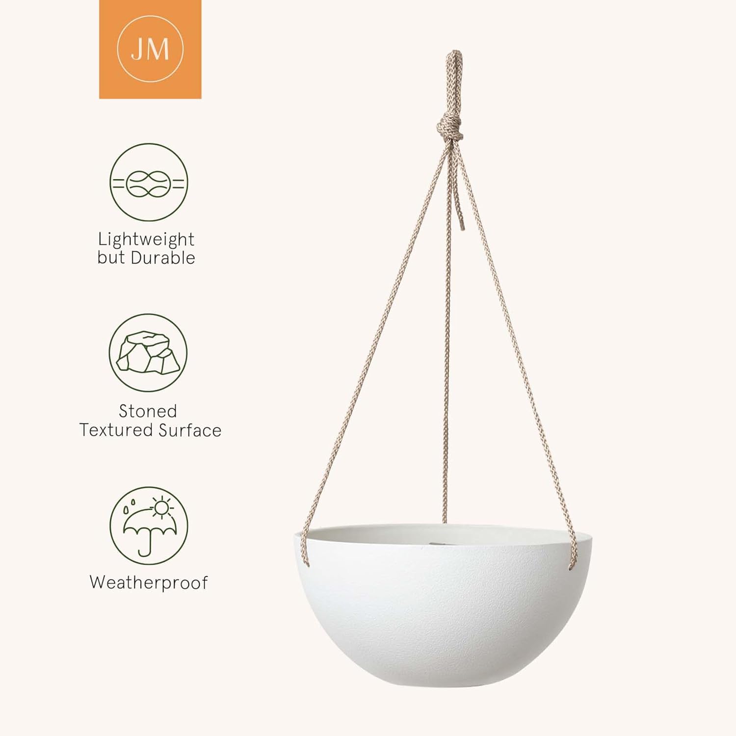LA Jolie Muse Hanging Planter Baskets for Indoor Plant, Set of 2, 9.84 Inch | Decorative Hanging Baskets with Drainage