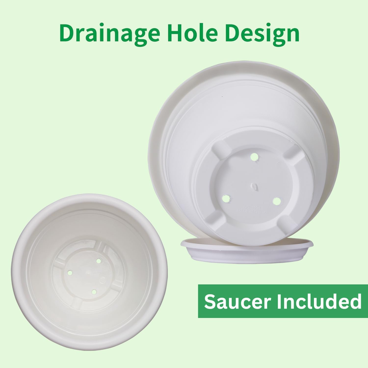 5 Packs 10 inch Flower Pots + Saucers, Large Indoor & Outdoor Pot | Large Flower Pot With Drainage Holes, Planters for