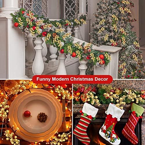 Geosar 36 Pcs Christmas Glittered Berries Stems, Gold