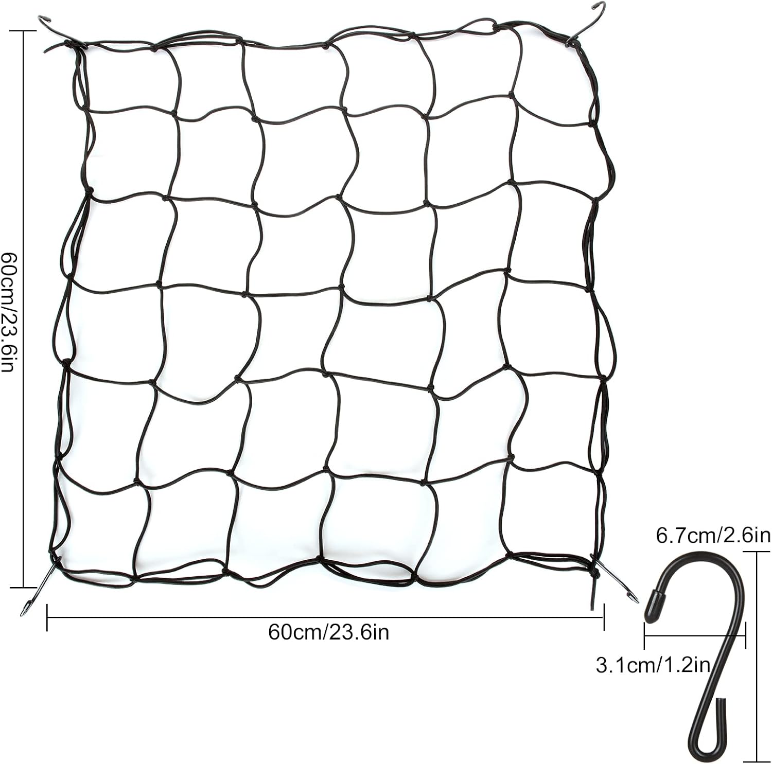 4PCS Grow Tent Net, Flexible Net Trellis Fits 4x4ft and More Size, Stretchy Trellis Netting with Hooks for Garden