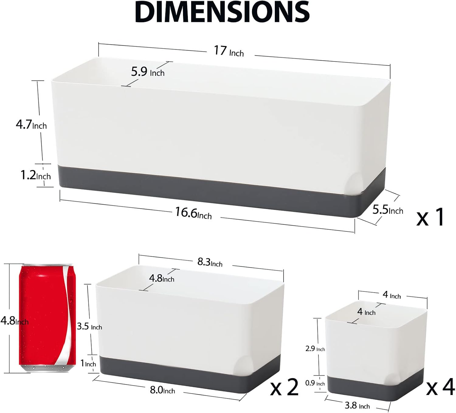 Self Watering Planters Pots for Indoor Plants, 7 Pack 4+8+17 Inch Plastic Window Boxes Planters Herb Planter, Rectangle