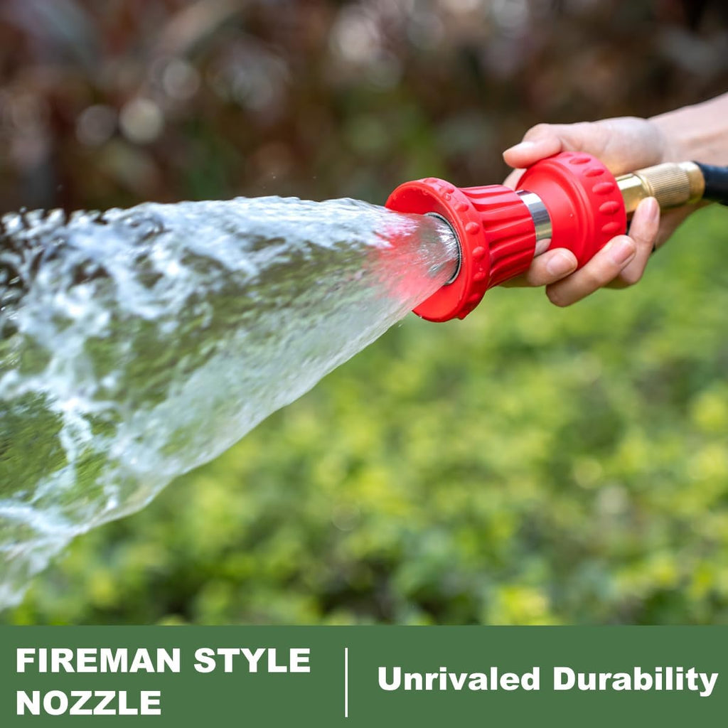 FANHAO Fireman Style Garden Hose Nozzle, High Pressure Adjustable Sprayer | Rustproof Metal, Step-less Spray Adjust